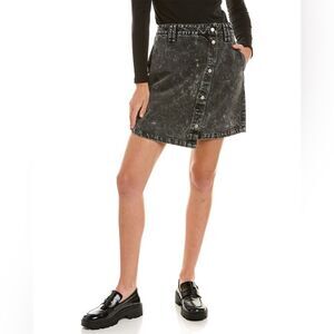 Ena Pelly Ally Asymmetrical Denim Mini Skirt size 6 NWT GREY WASH